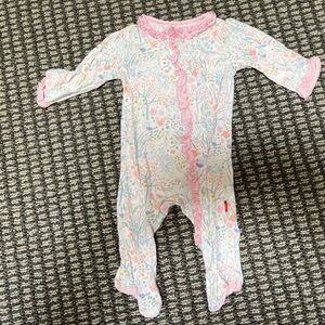 Floral Pink Baby Footie